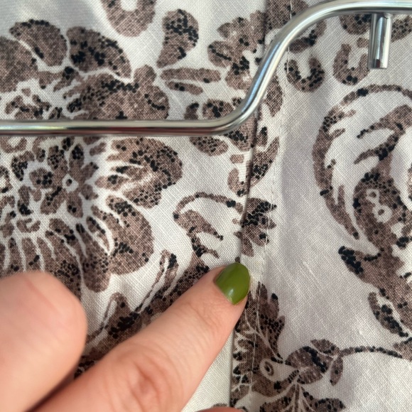 Merona Skirt Womens Size 6 White Brown Floral Print Swing 100% Linen w/ Lining - Picture 4 of 5